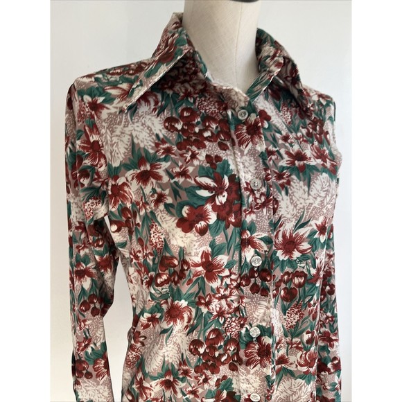 Cape Cod Match Mates Women's Size 12 Button Down Floral Shirt Blouse VTG 70s - Picture 3 of 12
